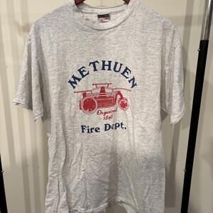 Vintage Oneita Methuen Fire Dept Tee XL — Heather Gray